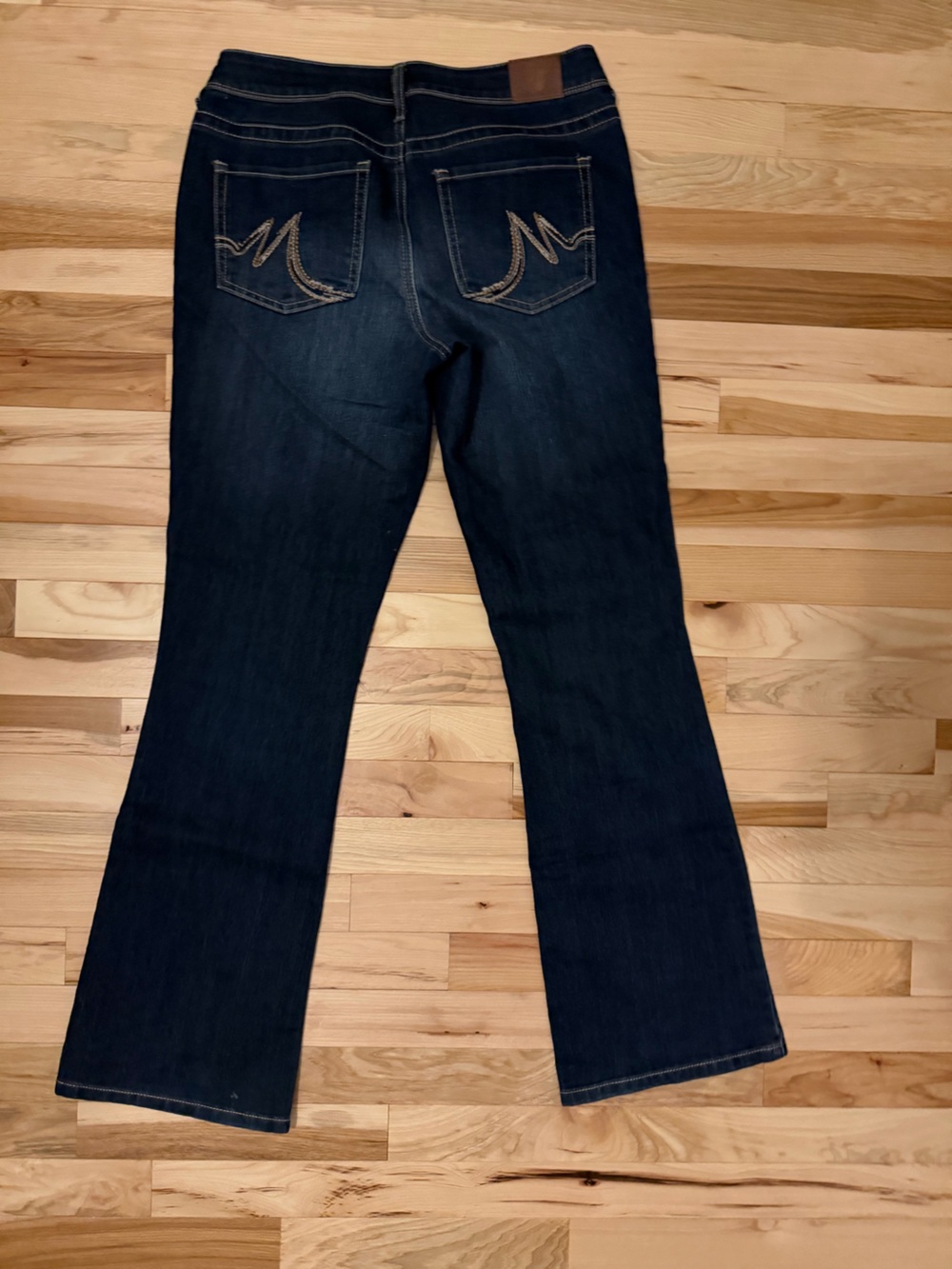 Maurices Dark Blue Flare Jeans with Embroidered Back Pockets